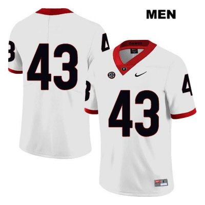 Men's Georgia Bulldogs NCAA #43 Tyler Beaver Nike Stitched White Legend Authentic No Name College Football Jersey LQD7754IU